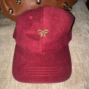 Red Corduroy Bow Cap